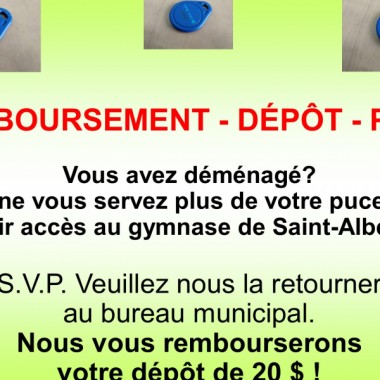 Remboursement - Dépôt puce de gymnase