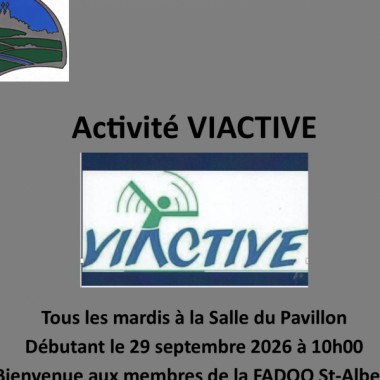 Activité VIEACTIVE Tous les mardis à la salle du Pavillon dès le mardi 29 septembre 2026 à 10h. Profitez-en !